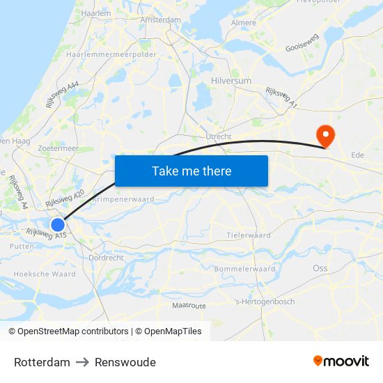 Rotterdam to Renswoude map