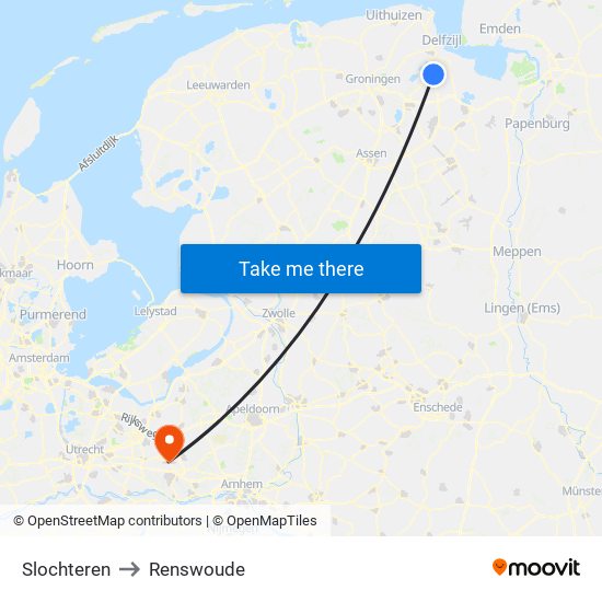 Slochteren to Renswoude map