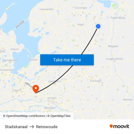 Stadskanaal to Renswoude map