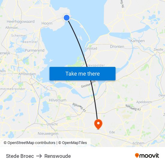 Stede Broec to Renswoude map