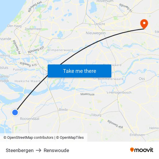 Steenbergen to Renswoude map