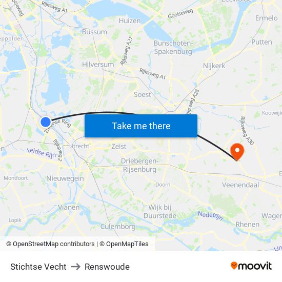 Stichtse Vecht to Renswoude map