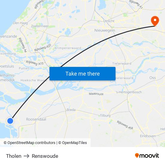 Tholen to Renswoude map