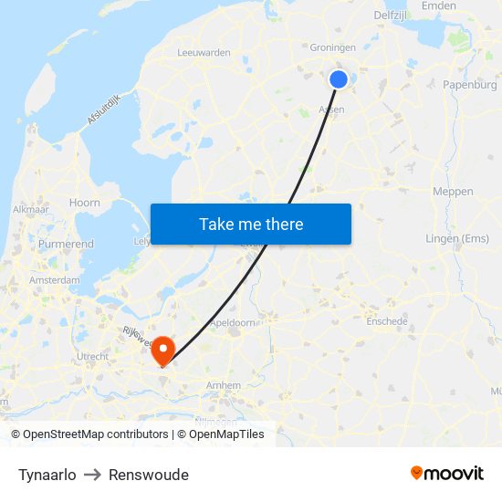 Tynaarlo to Renswoude map