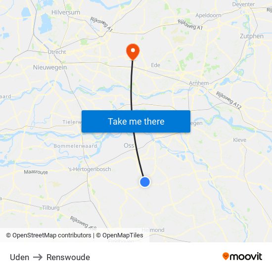 Uden to Renswoude map