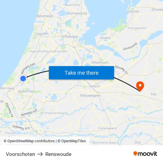 Voorschoten to Renswoude map