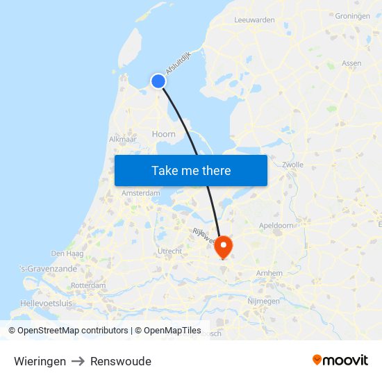 Wieringen to Renswoude map