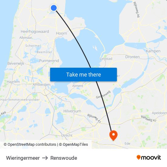 Wieringermeer to Renswoude map