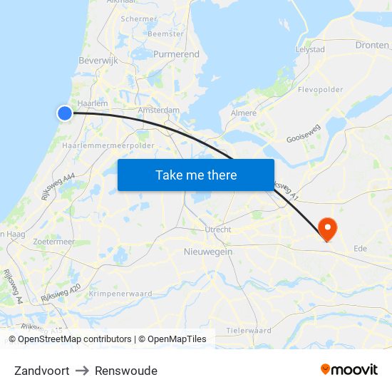 Zandvoort to Renswoude map