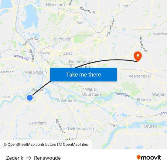 Zederik to Renswoude map