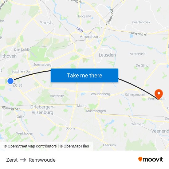 Zeist to Renswoude map