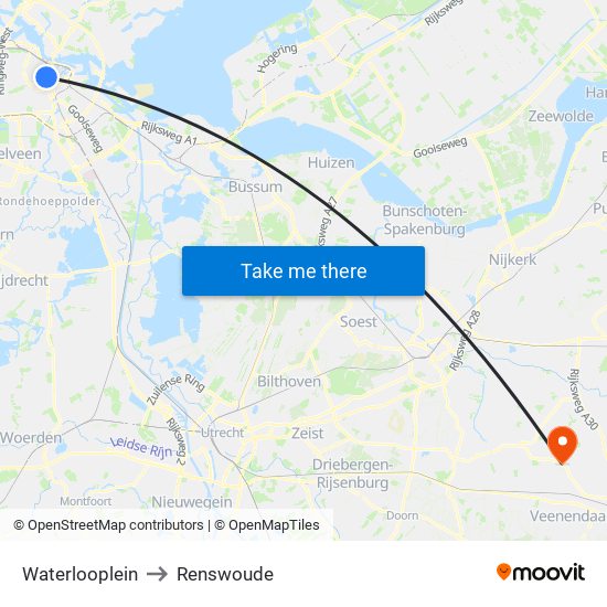 Waterlooplein to Renswoude map