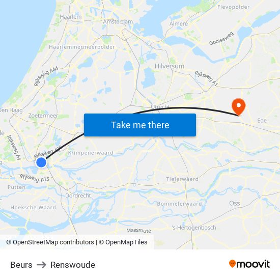 Beurs to Renswoude map