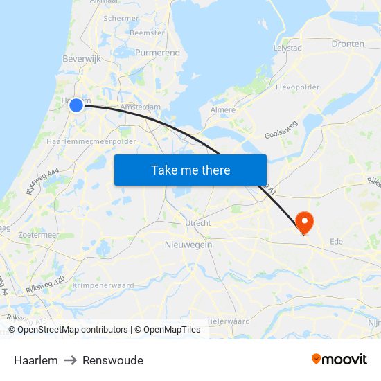 Haarlem to Renswoude map