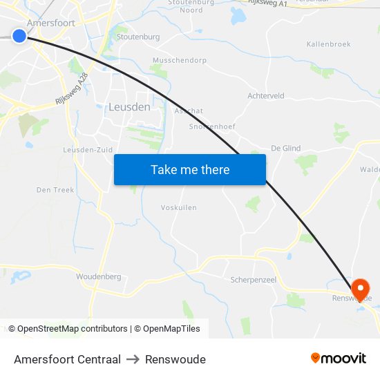 Amersfoort Centraal to Renswoude map