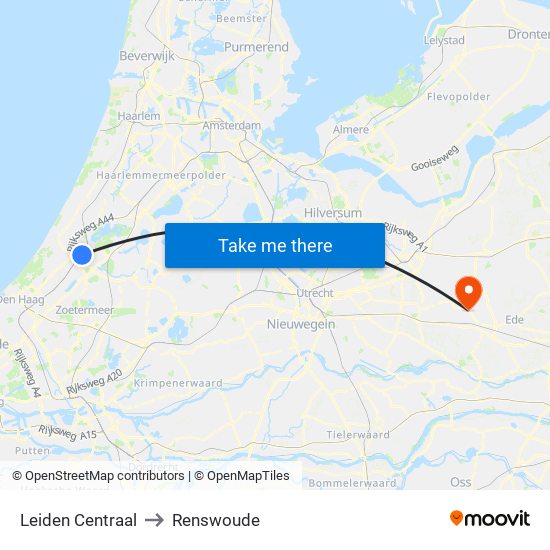 Leiden Centraal to Renswoude map