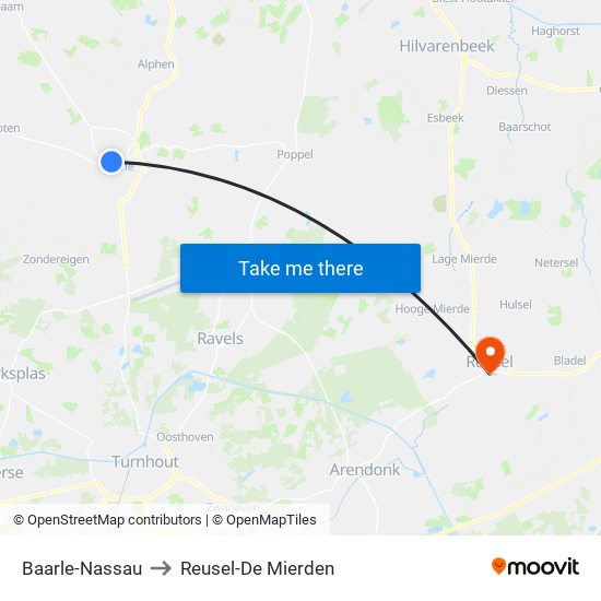 Baarle-Nassau to Reusel-De Mierden map