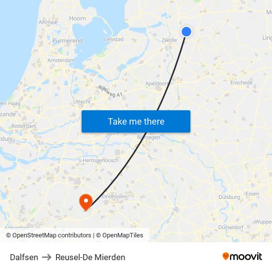 Dalfsen to Reusel-De Mierden map