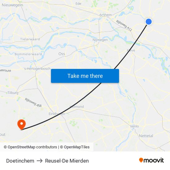 Doetinchem to Reusel-De Mierden map