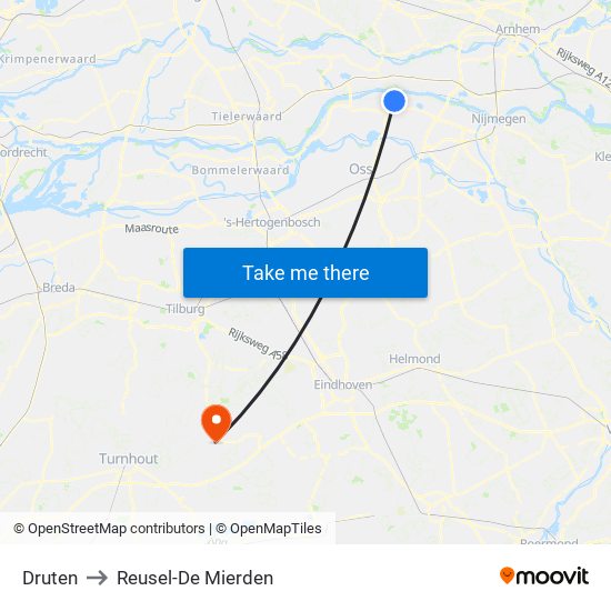 Druten to Reusel-De Mierden map