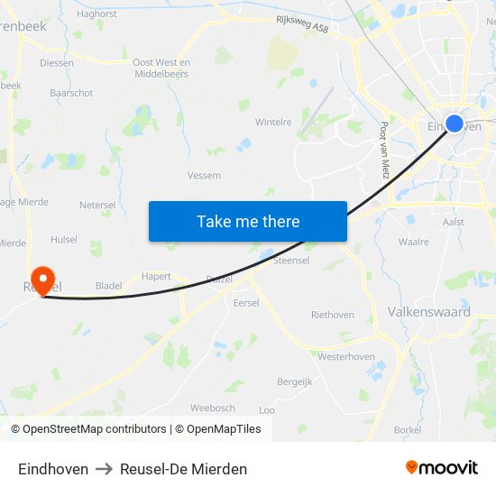 Eindhoven to Reusel-De Mierden map