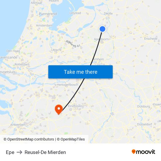 Epe to Reusel-De Mierden map