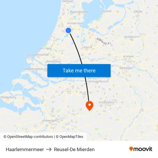 Haarlemmermeer to Reusel-De Mierden map