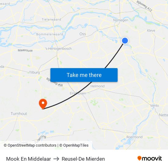 Mook En Middelaar to Reusel-De Mierden map