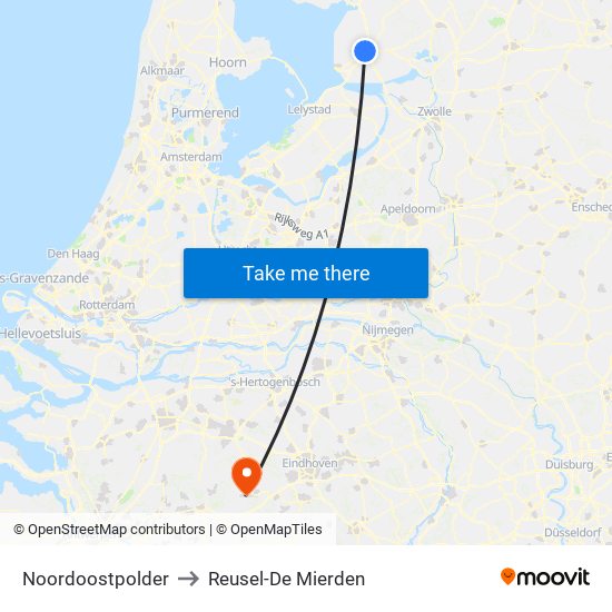 Noordoostpolder to Reusel-De Mierden map