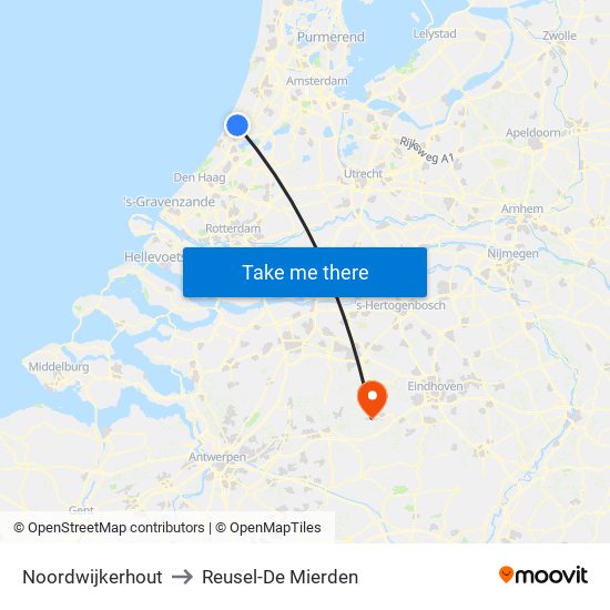 Noordwijkerhout to Reusel-De Mierden map