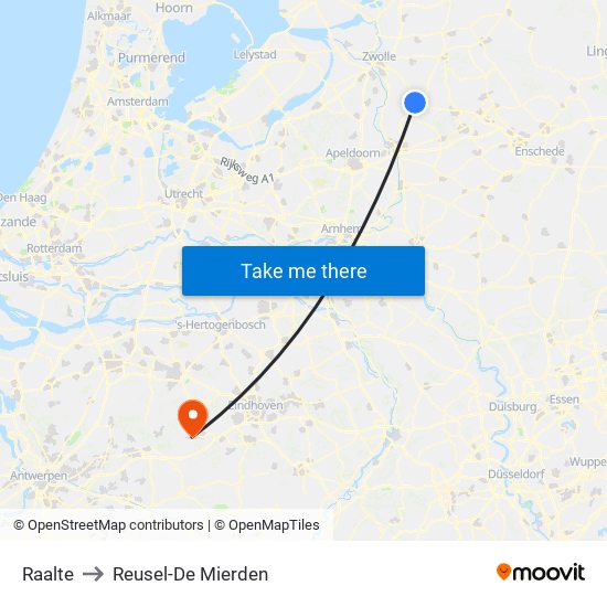 Raalte to Reusel-De Mierden map