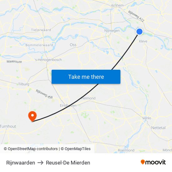 Rijnwaarden to Reusel-De Mierden map
