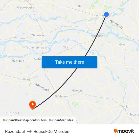 Rozendaal to Reusel-De Mierden map