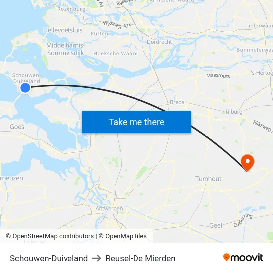 Schouwen-Duiveland to Reusel-De Mierden map