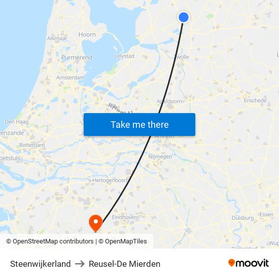 Steenwijkerland to Reusel-De Mierden map