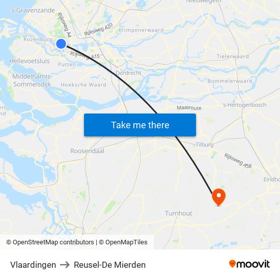 Vlaardingen to Reusel-De Mierden map