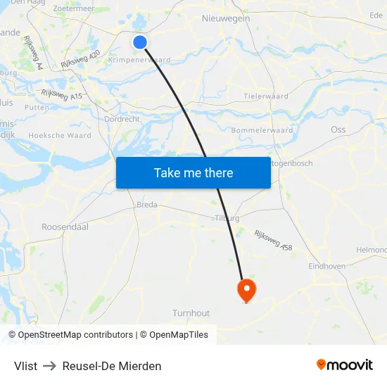Vlist to Reusel-De Mierden map