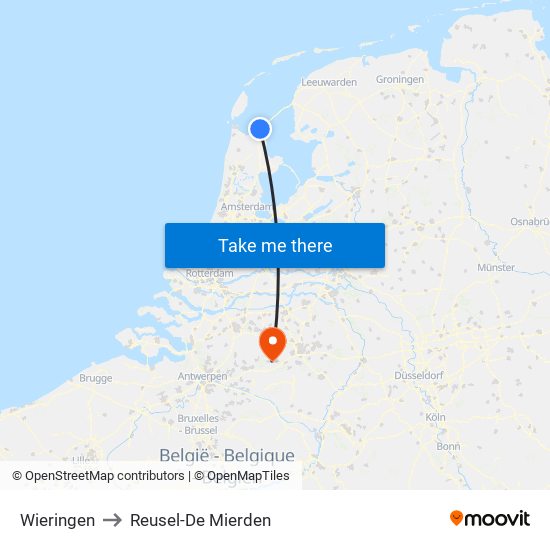 Wieringen to Reusel-De Mierden map