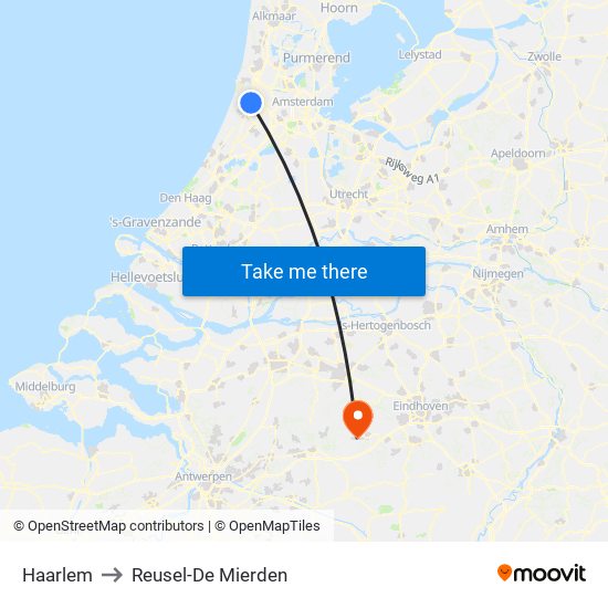 Haarlem to Reusel-De Mierden map