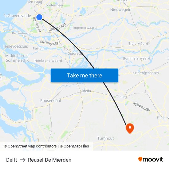 Delft to Reusel-De Mierden map