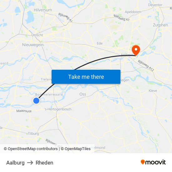 Aalburg to Rheden map