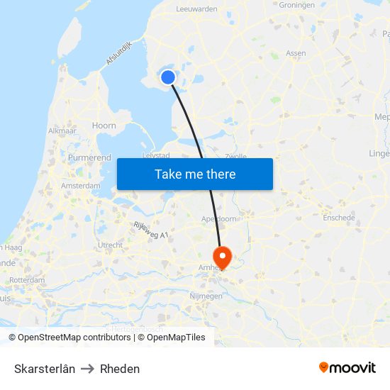 Skarsterlân to Rheden map