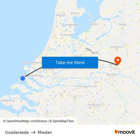 Goedereede to Rheden map