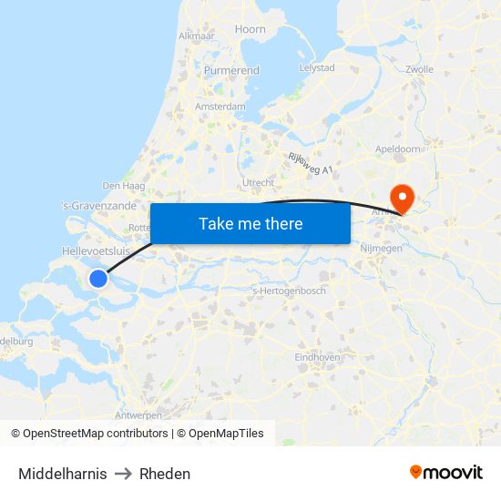 Middelharnis to Rheden map