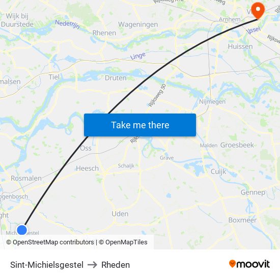 Sint-Michielsgestel to Rheden map