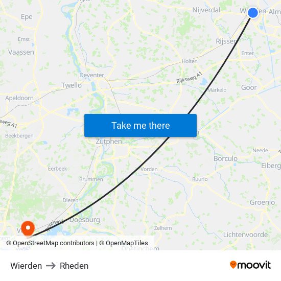 Wierden to Rheden map