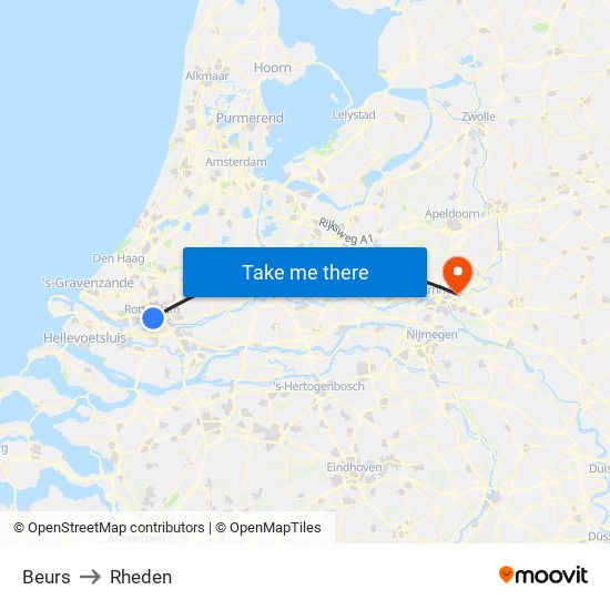 Beurs to Rheden map