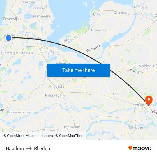 Haarlem to Rheden map