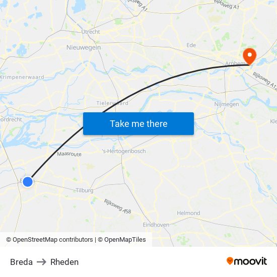 Breda to Rheden map