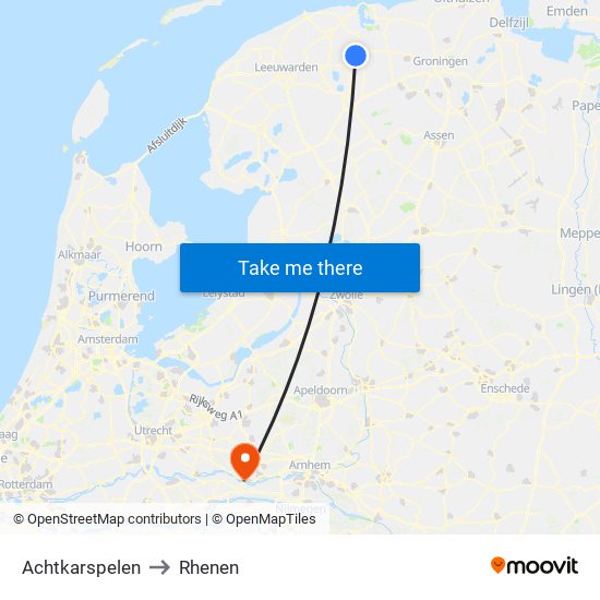Achtkarspelen to Rhenen map